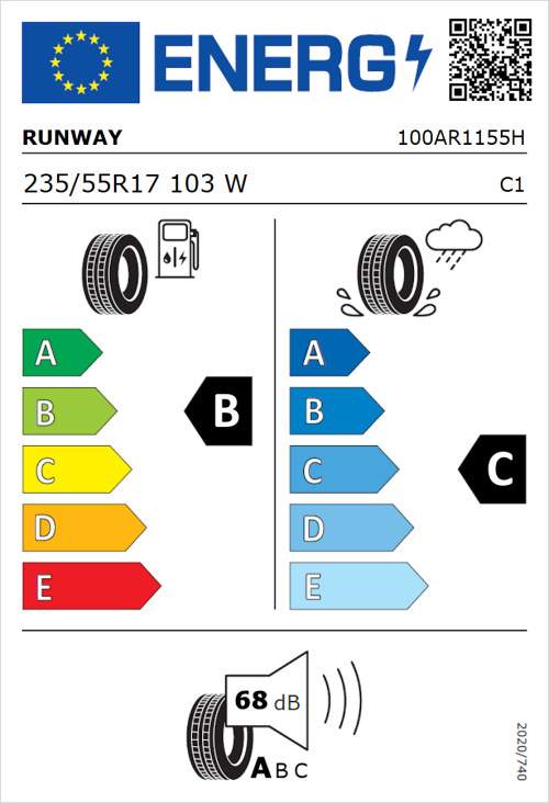 Tyre Label for Runway Enduro HP 235/55R17 103W